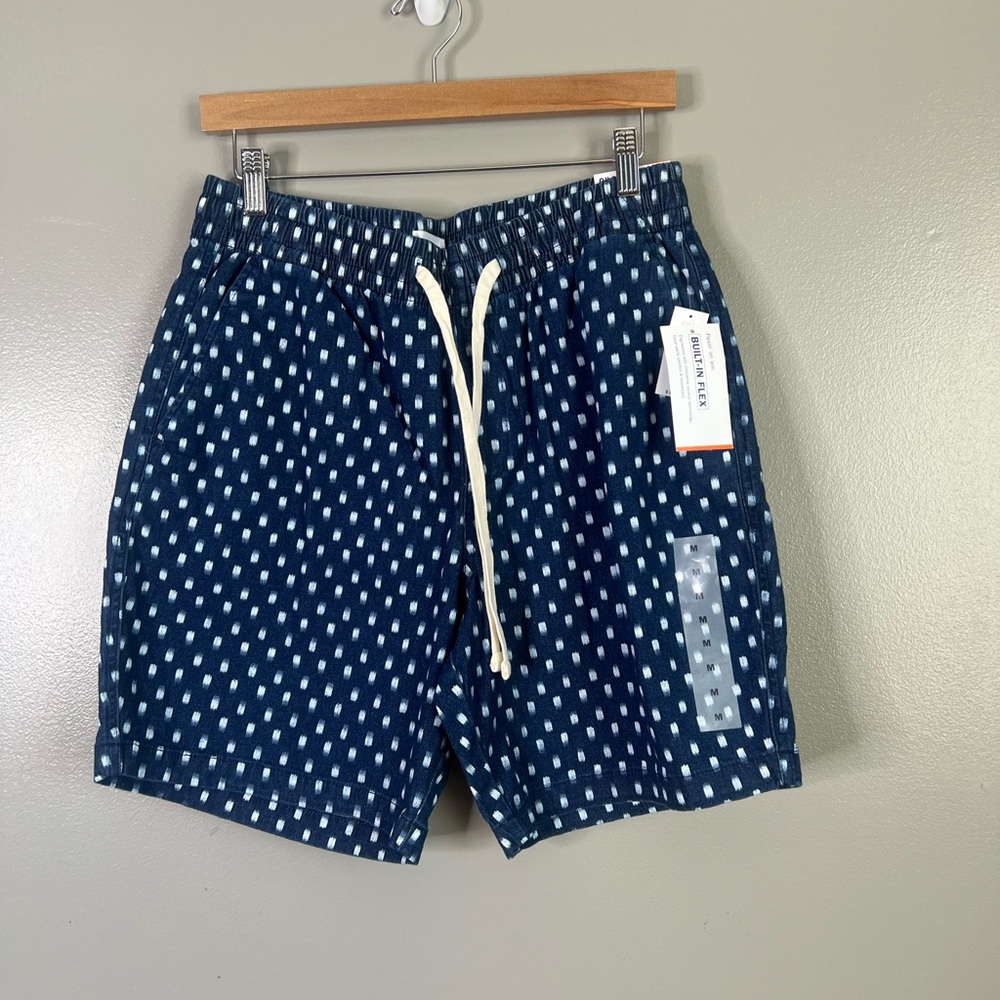 Old Navy‎ Dark Blue and White chambray pull on shorts size medium casual Vaca